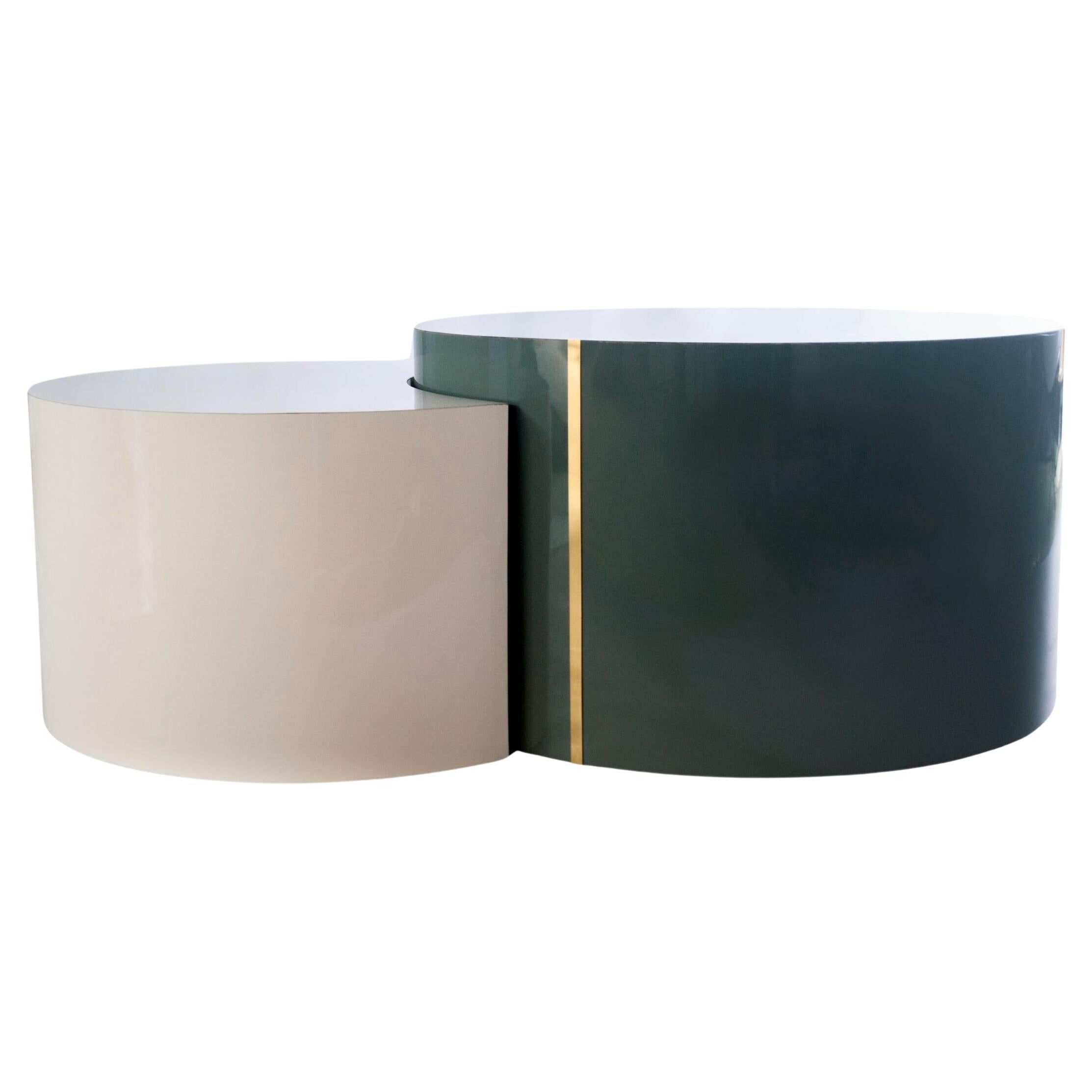 Set of Two Coffee Tables, Moon Shape, High Gloss Laminate, Handmade - Size L