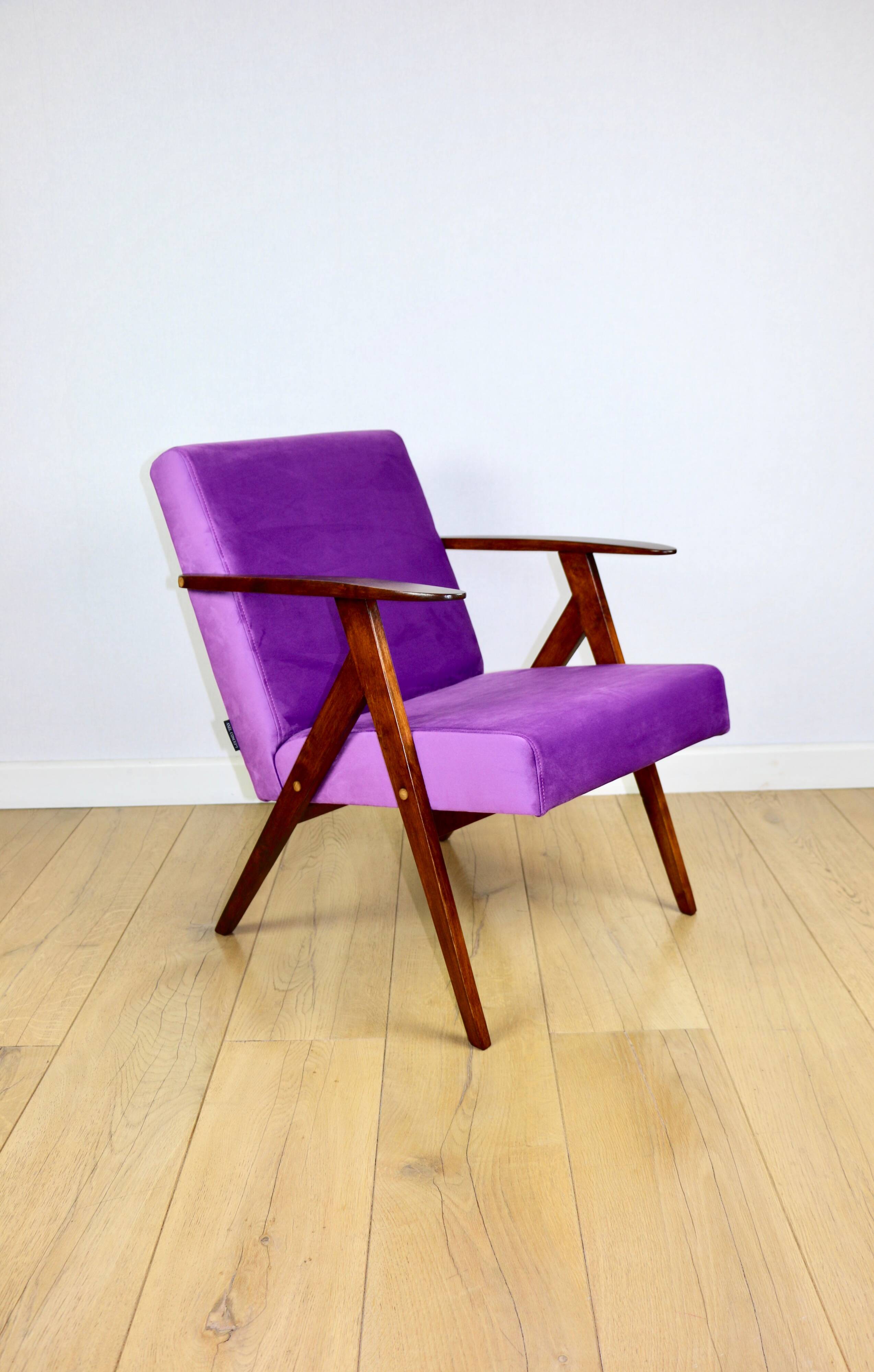 Vintage armchair like VAR purple velvet - 2 pieces available