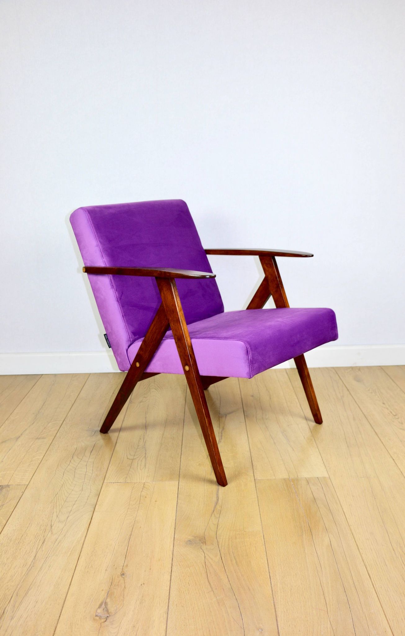 Vintage armchair like VAR purple velvet - 2 pieces available