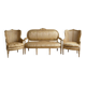 Louis XV gold salon set with a 3-seater sofa and 2 armchairs.