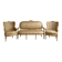 Louis XV gold salon set with a 3-seater sofa and 2 armchairs.