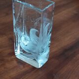 Rectangular vase in crystalline glass engraved Carabin