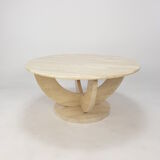 Table basse italienne en travertin, années 1970