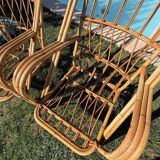 Pair of rattan armchairs "Audoux-Minnet" 1960