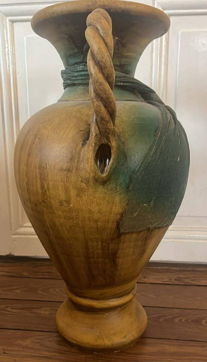 Very large decorative ceramic vase in an antique/Mediterranean style.