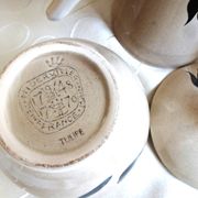 Vintage 23-piece Niderviller coffee set with hand-painted black tulip decor.