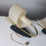 Pair of vintage wall lamps from the 1950s in brass.