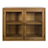 1970s solid pine glass-fronted cabinet
