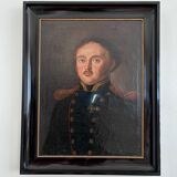 Antique original oil painting of an officer, large gentleman portrait painting
