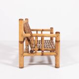 Italian Modern bamboo-wicker bench, 1970's