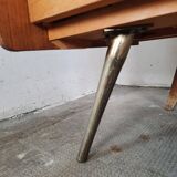 Vintage light oak chest of drawers, brass base