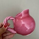 Petit pichet ou pot à lait ancien en céramique rose Vallauris
