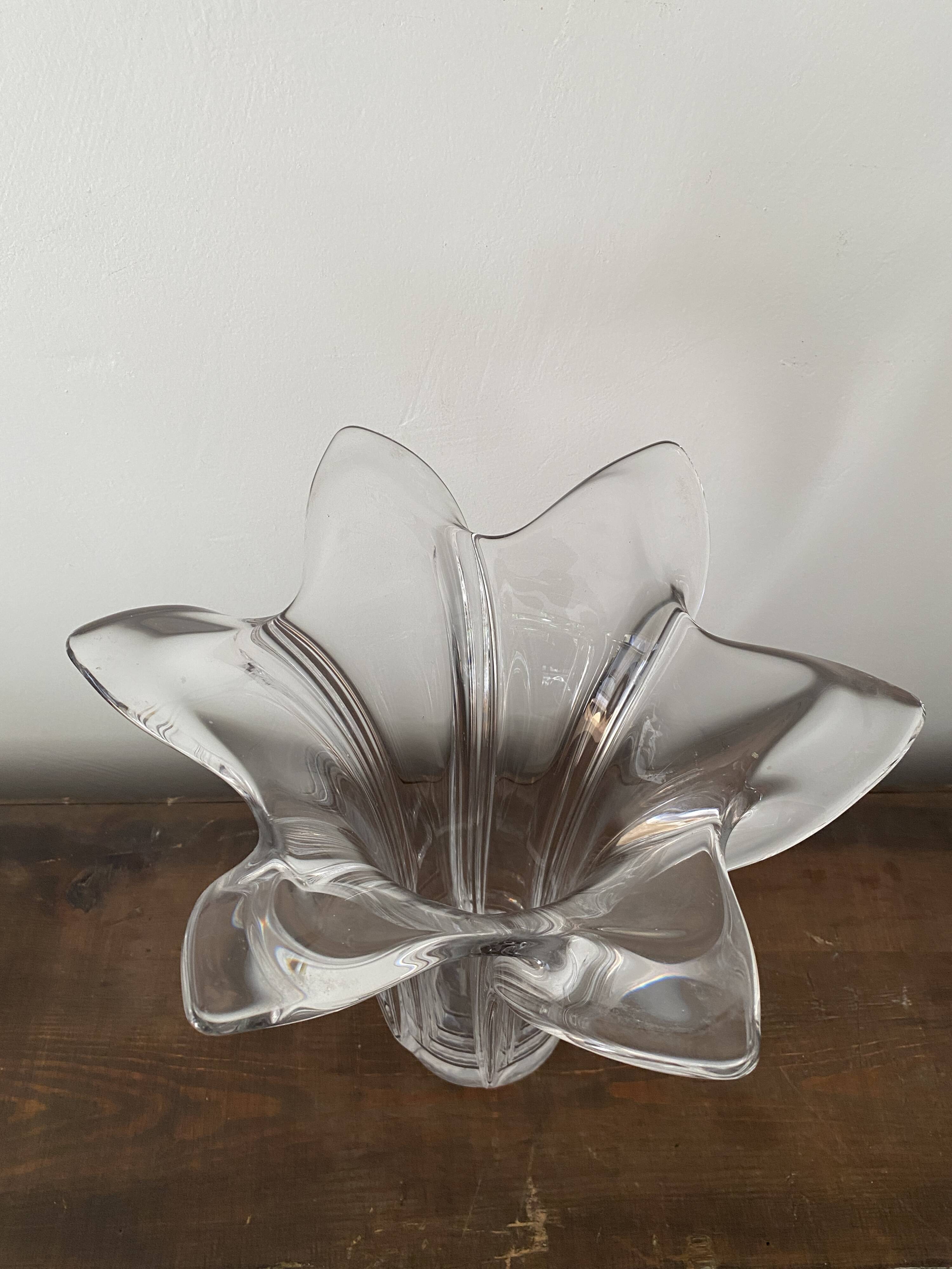 Vintage art deco crystal vase flared corolla flower shape