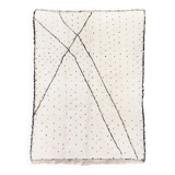 Tapis berbère Beni Ouarain écru à pois et motifs noirs 235x157cm