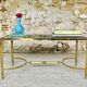 Table basse mid-century en marbre vert et laiton, 1960s