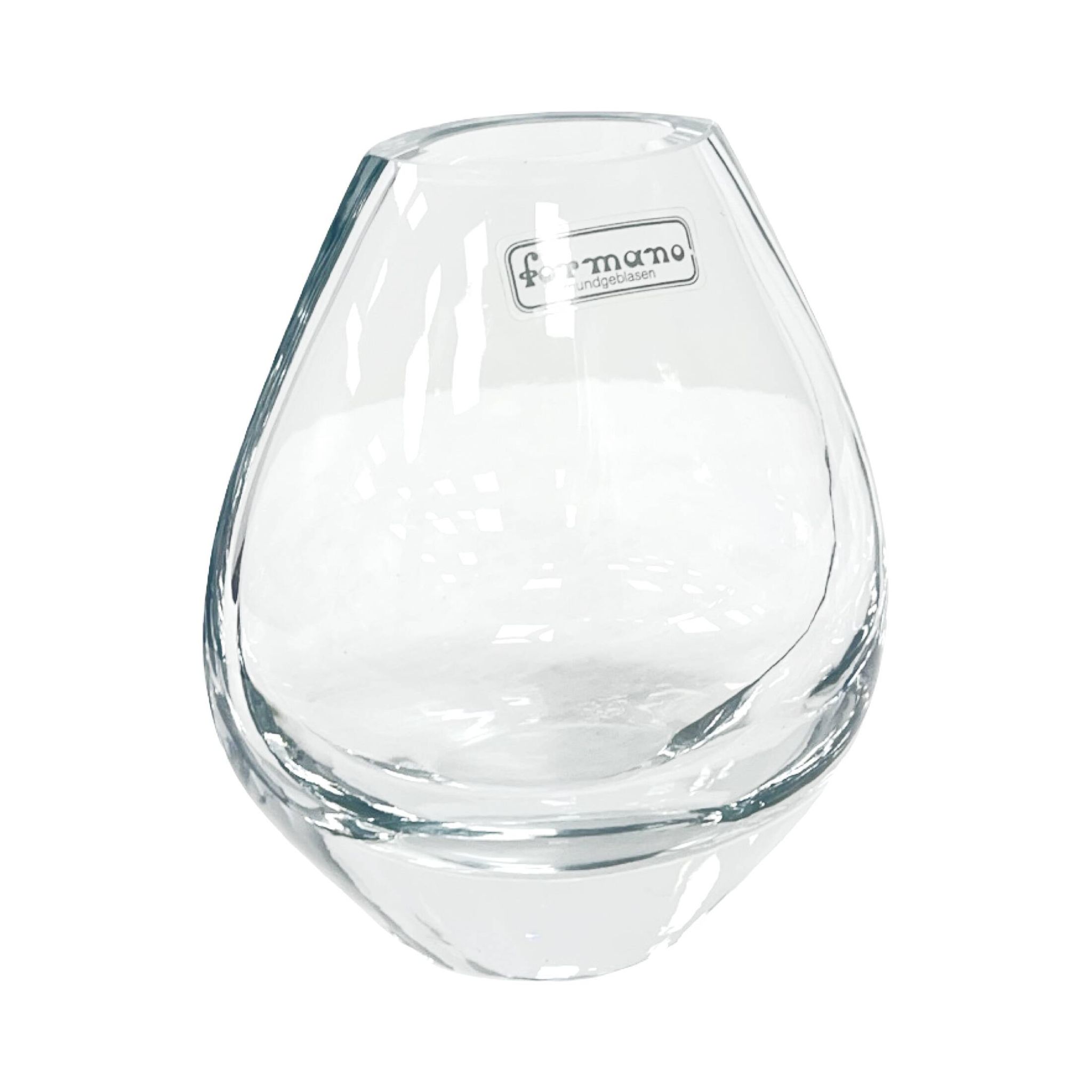 Vase en verre soufflé à la main, design minimaliste, Formano Allemagne, années 1980.