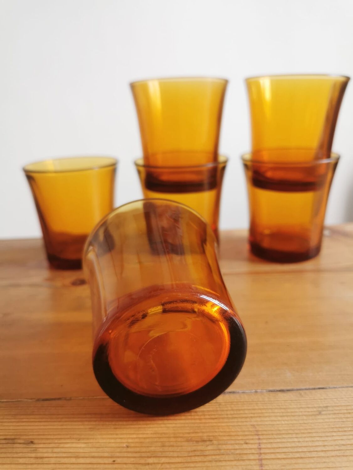 Set of 6 Duralex amber glasses
