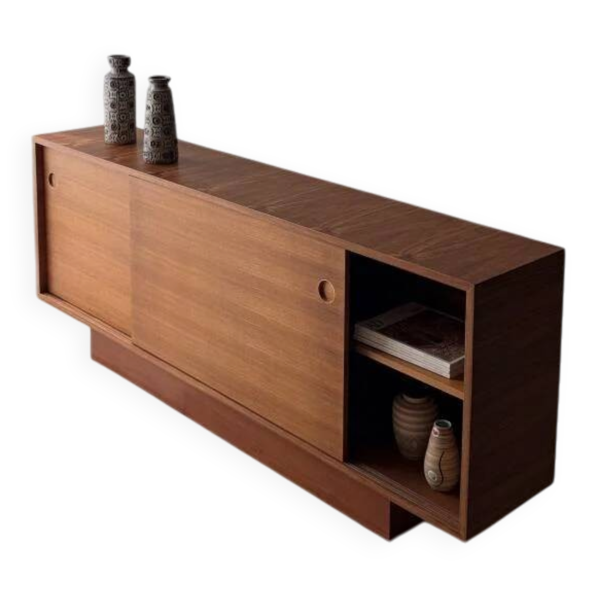 Danish mid-century teak sideboard with sliding doors