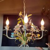 Vintage Toleware Chandelier with Floral Patterns, Italy from the 1960s