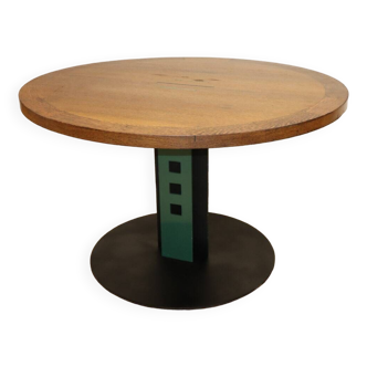 Table de repas moderniste en acier et bois, 1980