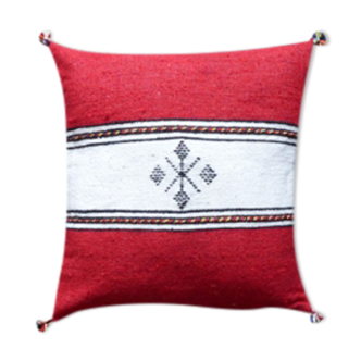 Coussin berbère marocain rouge et blanc