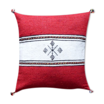 Coussin berbère marocain rouge et blanc
