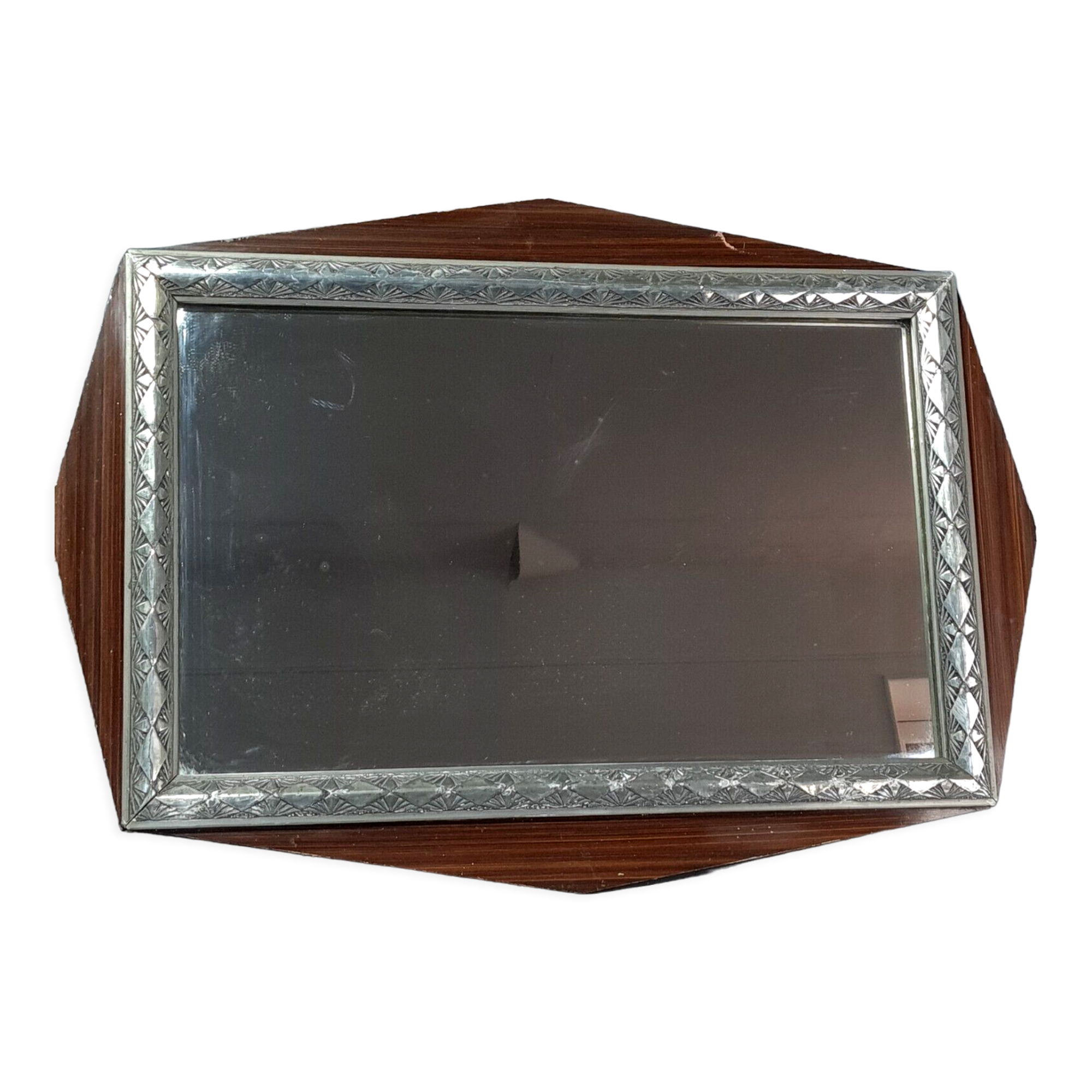 Art-deco mirror frame wood silver stucco 61x43 cm SB