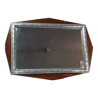 Art-deco mirror frame wood silver stucco 61x43 cm SB