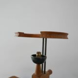 Guillerme et Chambron Oak and Ceramic Mid-Century French Table Lamps (3 Available)