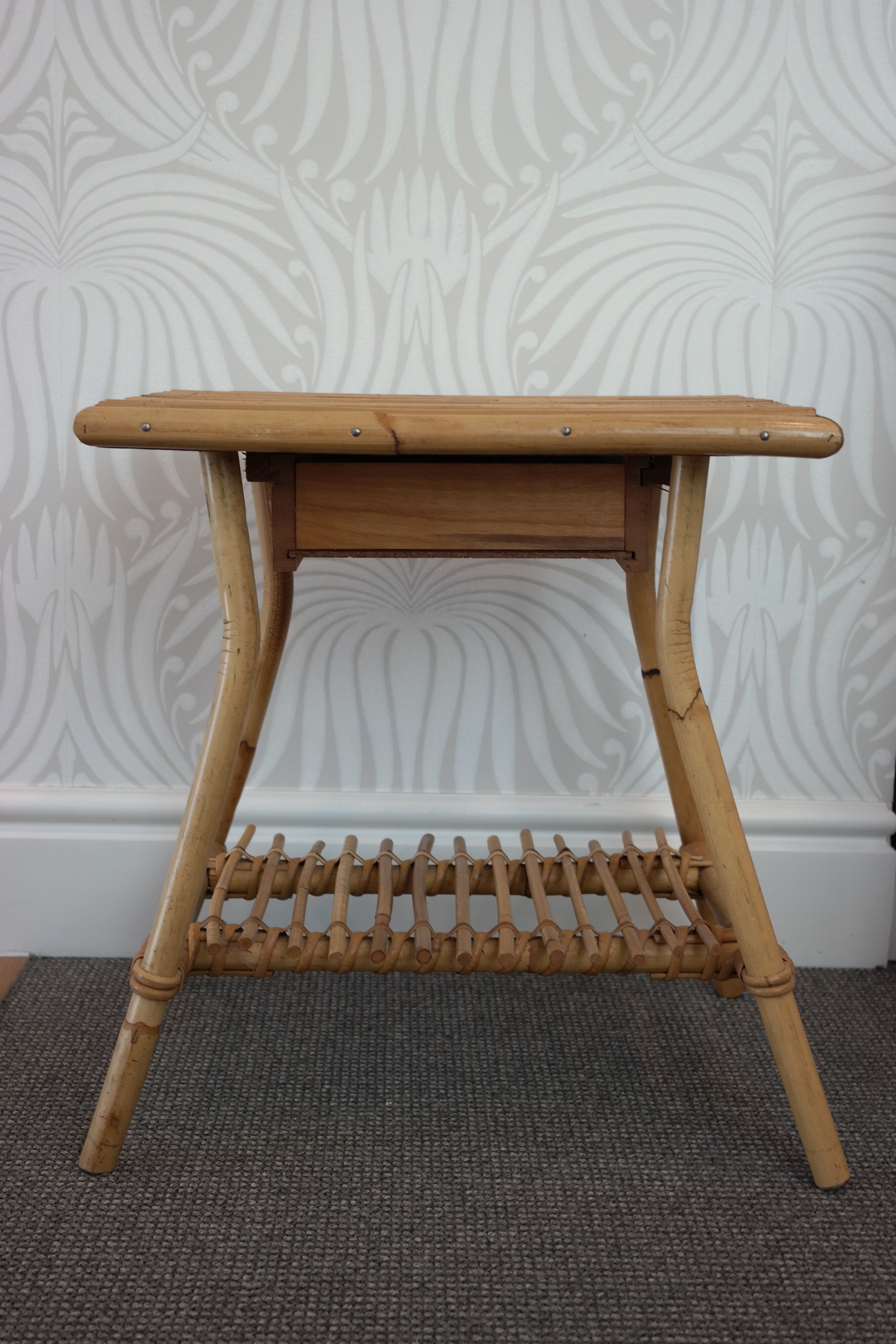 Vintage rattan bedside table