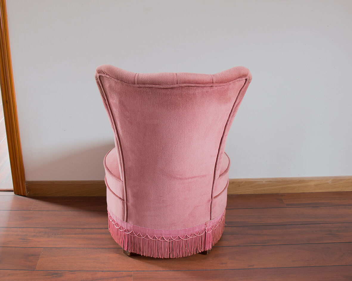 Fauteuil crapaud rose poudré