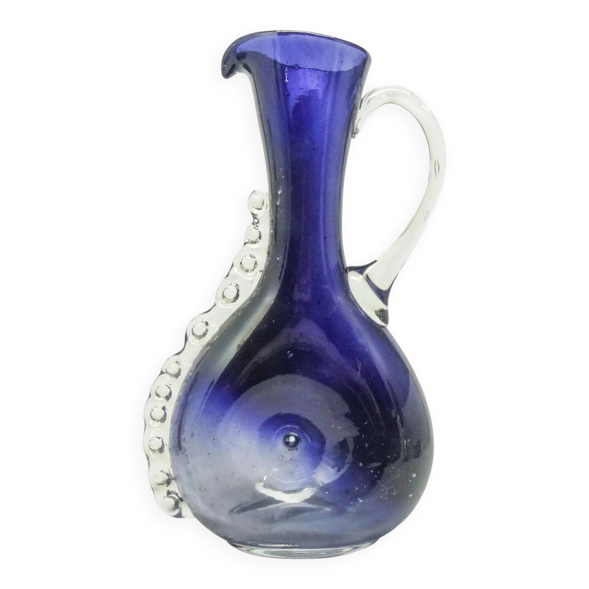 Mid-century modern jug, cobalt double-layered glass, designed by K. Gorski, Poland, 1970s
