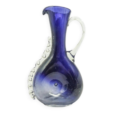 Jarre moderne du milieu du siècle, en verre cobalt à double couche, conçue par K. Gorski, Pologne, années 1970.