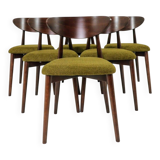 Ensemble de 6 chaises de salle à manger, revêtement vert herbe noyer foncé