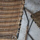 Vintage Raoul Guys set 1 table 4 rattan and metal stools Airborne