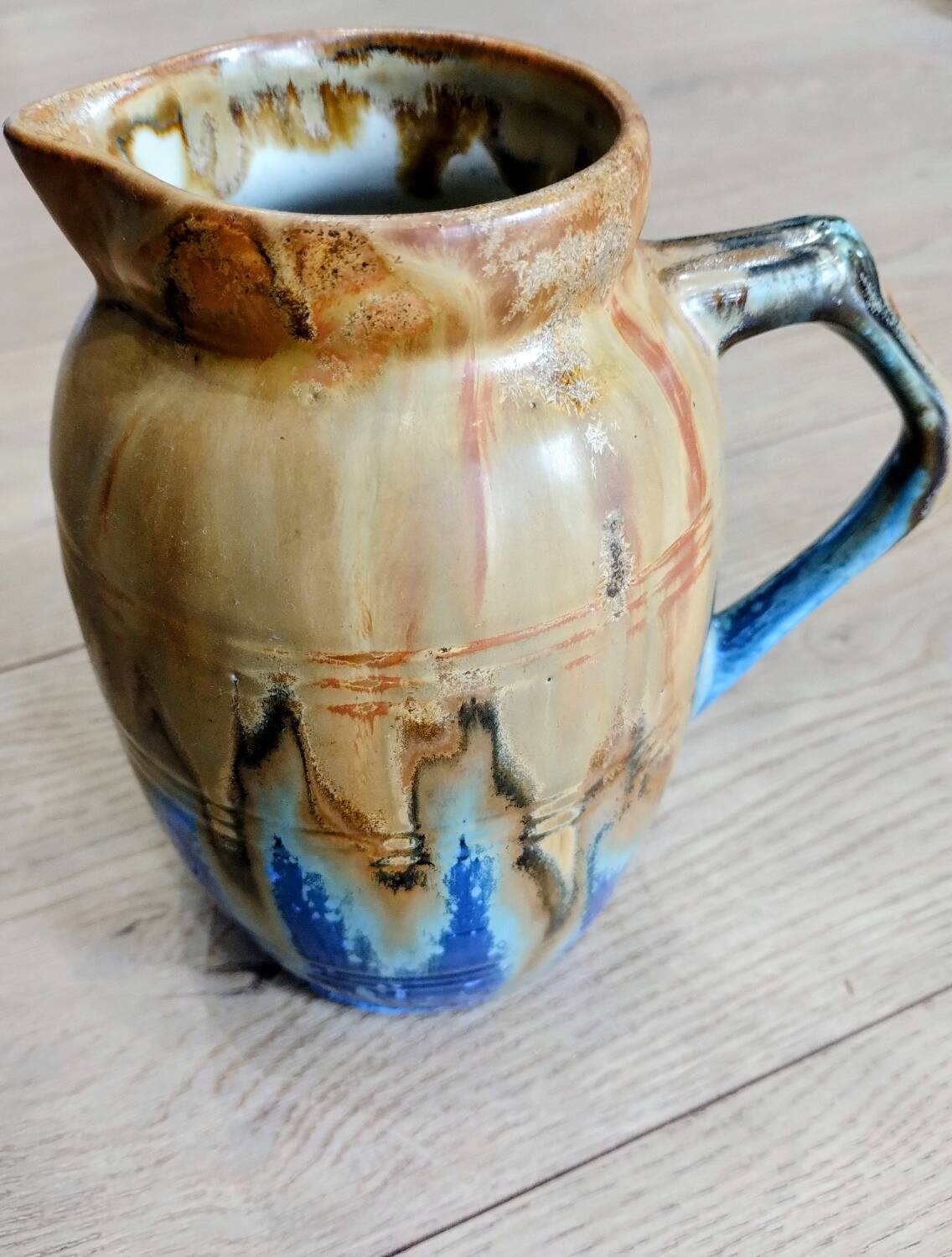 Pichet Metenier fin 19e céramique bleue