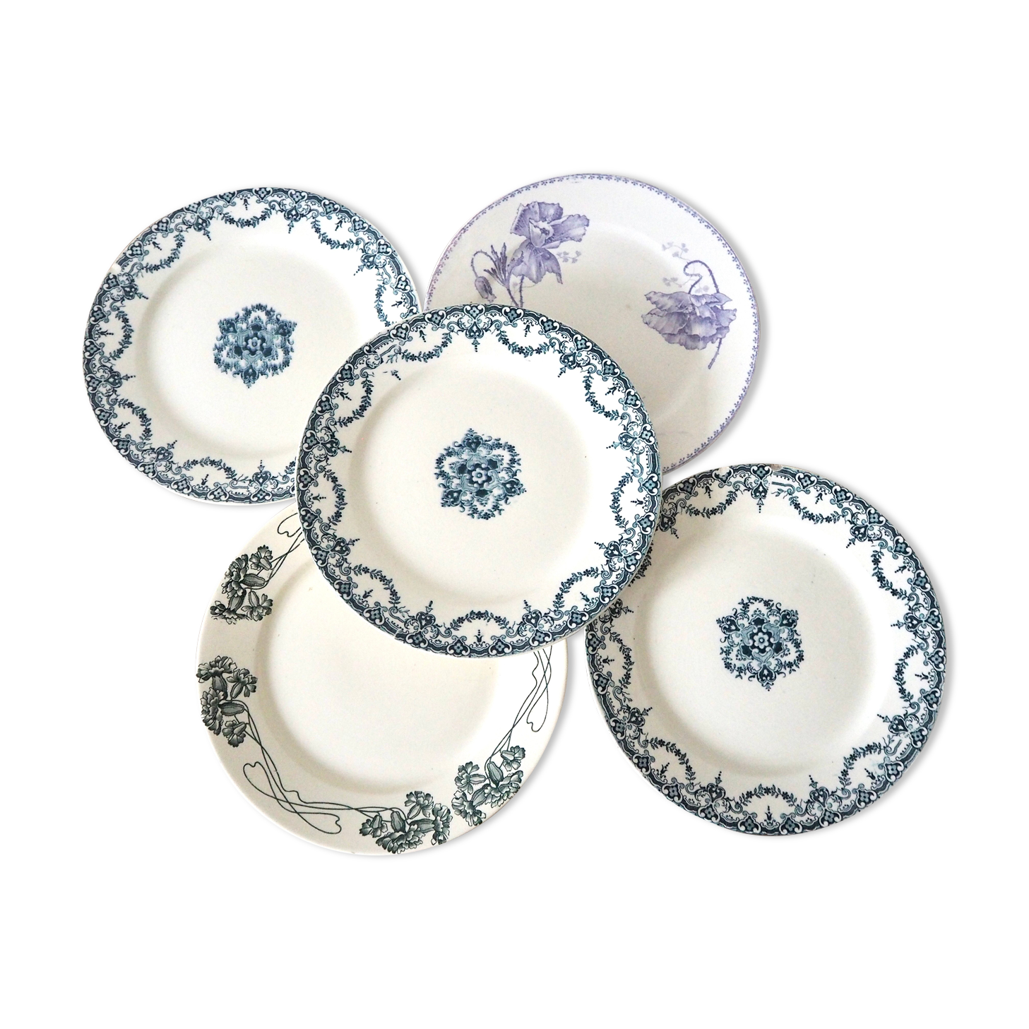 Set de 5 assiettes dépareillées Terre de Fer