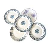 Set of 5 mismatched plates Terre de Fer