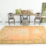6x9 Shades Of Peach Orange Handmade Wool Oriental Turkish Rug, 180x286Cm
