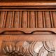 Old solid wood wardrobe with three vintage mirror doors