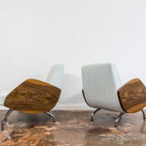 Pair of lounge chairs in Kvadrat/Sahco Boucle "360" by Janusz Różański, 1950's