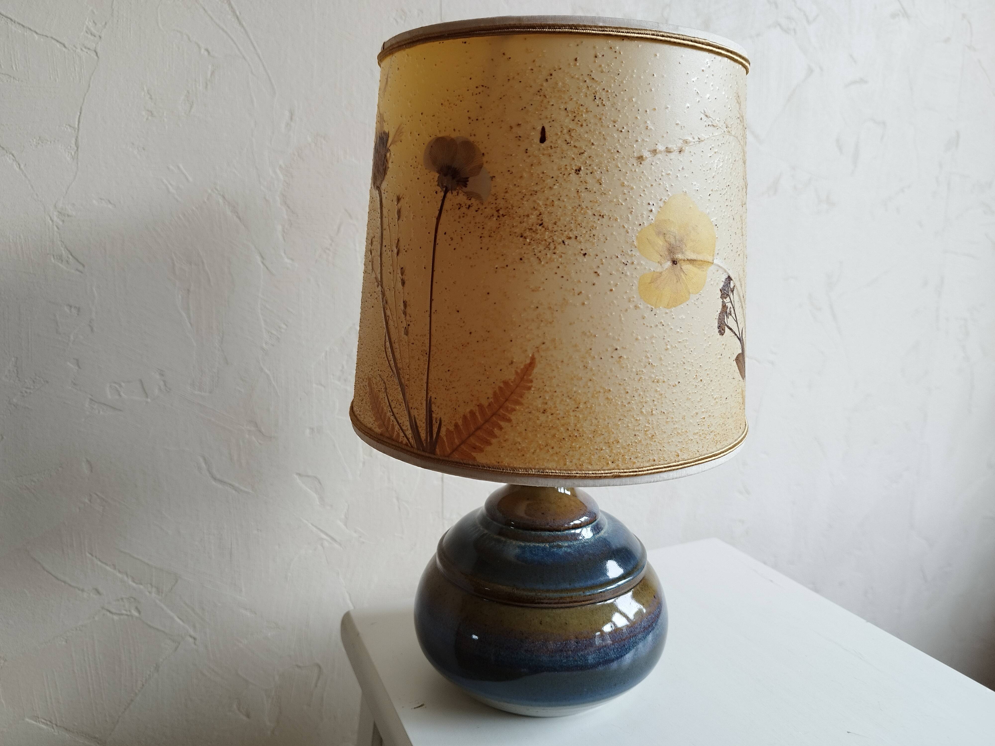 Sandstone lamp and dried flowers