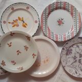 Suite of 6 retro vintage dessert plates