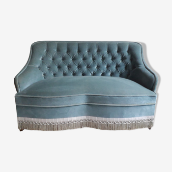 Blue velvet toad sofa