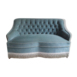 Blue velvet toad sofa