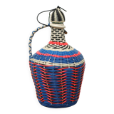 Braided wire bottle, plastic wire, scoubidou bottle, Viresa glass bottle