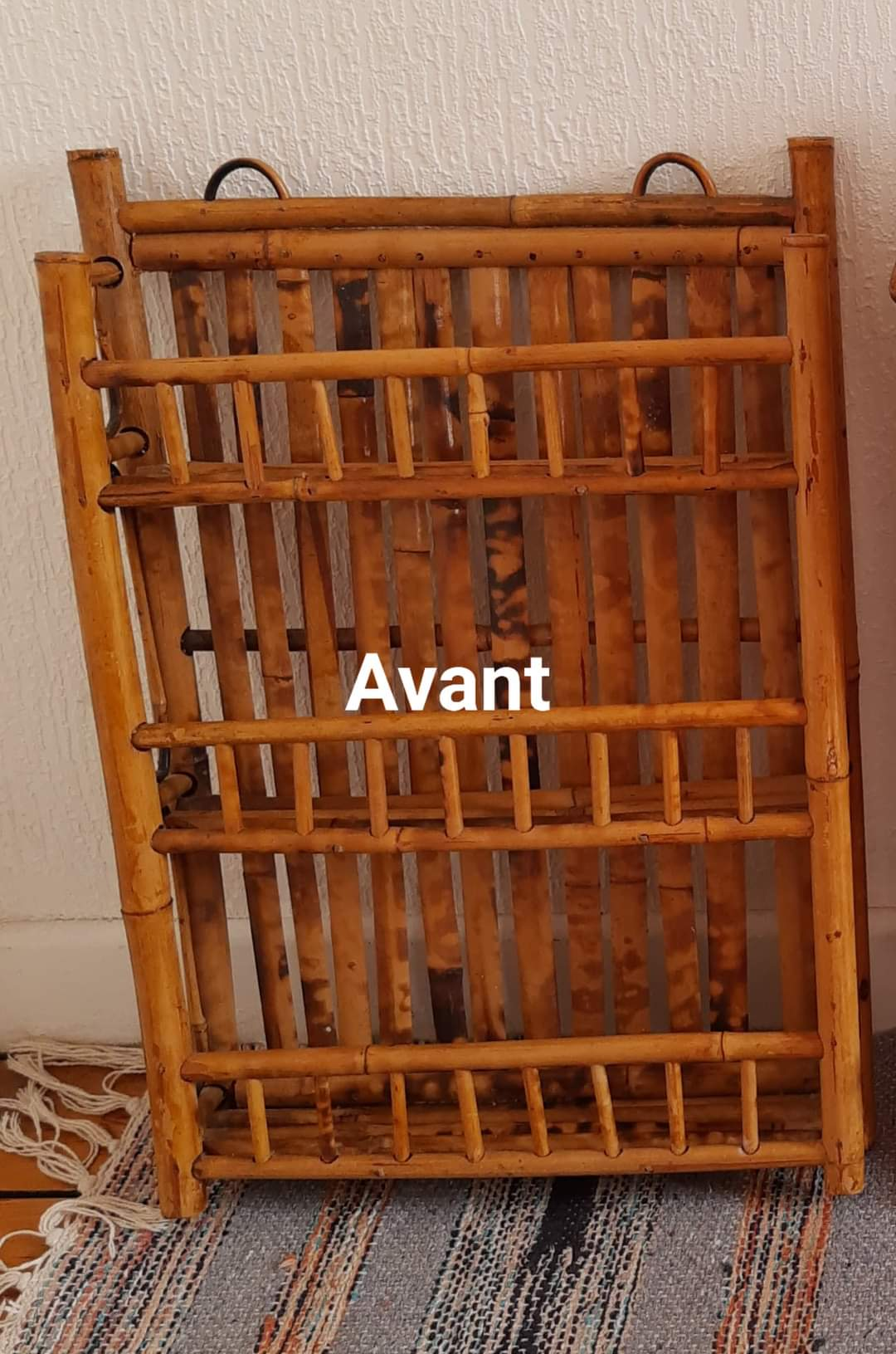 Vintage bamboo spice shelf restyled