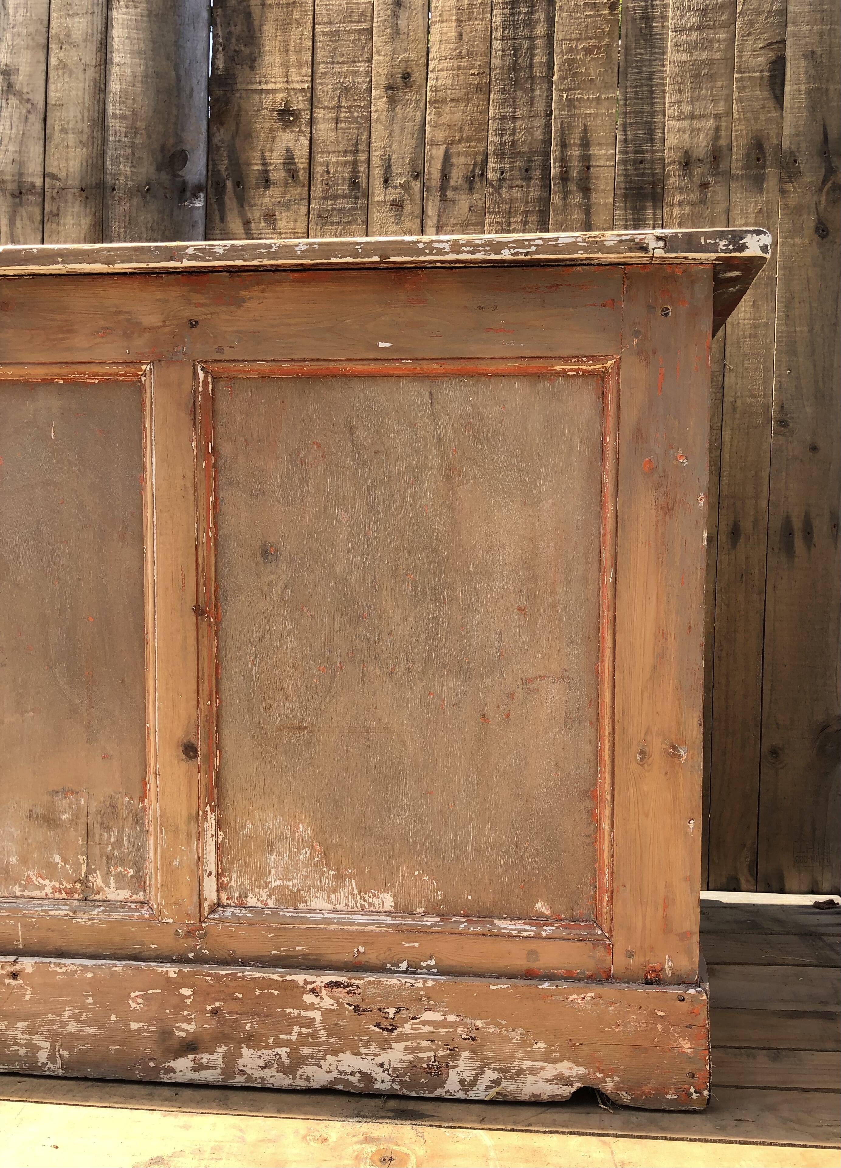 Patinated raw wood countertop