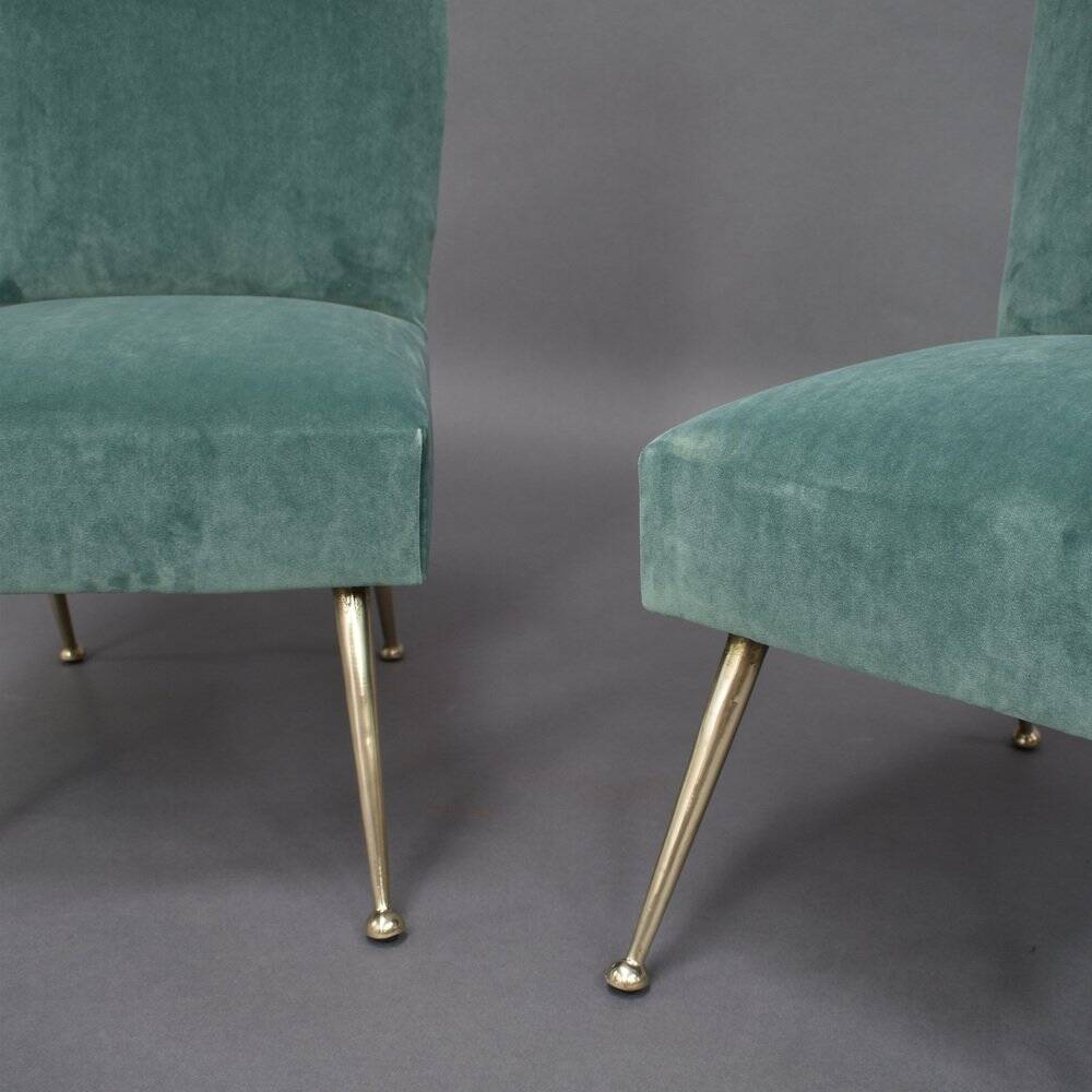 Set of Italian velvet side chairs by Gigi Radice for Minotti, 1950s