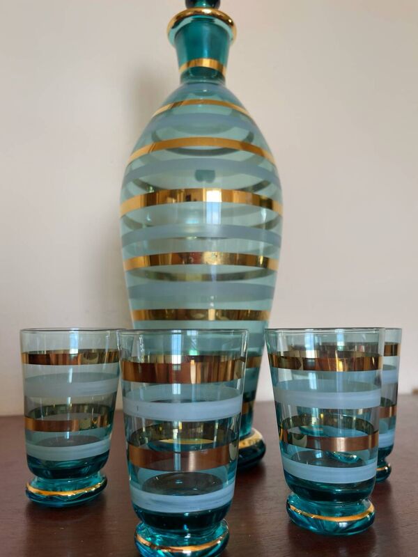 Service à liqueur verre de Bohème années 60